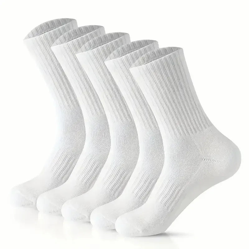 20Pairs Pure Cotton Men's High Socks Classic Black White Breathable Sweat-Absorbent Warm Elastic Sports Socks