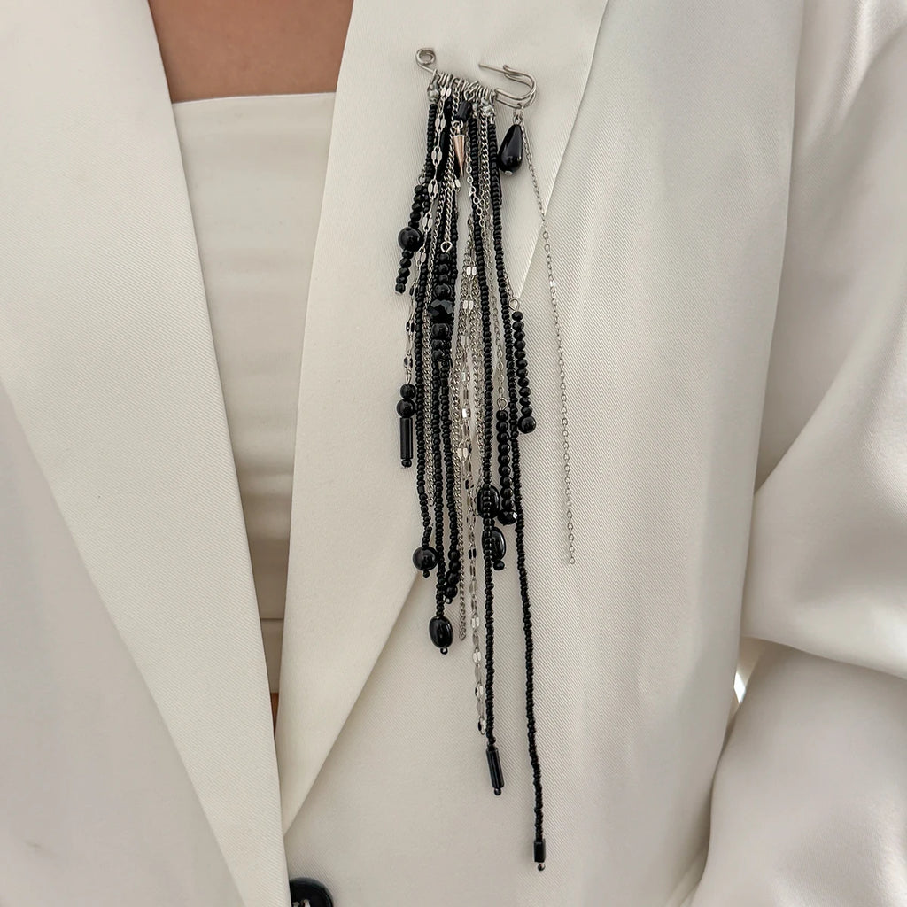 Ingemak New Unique Red Crystal Beads Long Brooches Women Vintage Irregular Geometry Shirt Collar Lapel Suit Pin Accessories 2026