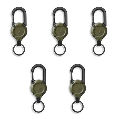 1/5Pcs Retractable Heavy Duty Carabiner Keychain Steel Wire Rope Spring Buckle Pull Reel Anti-theft Outdoor Sporty Key Ring Tool