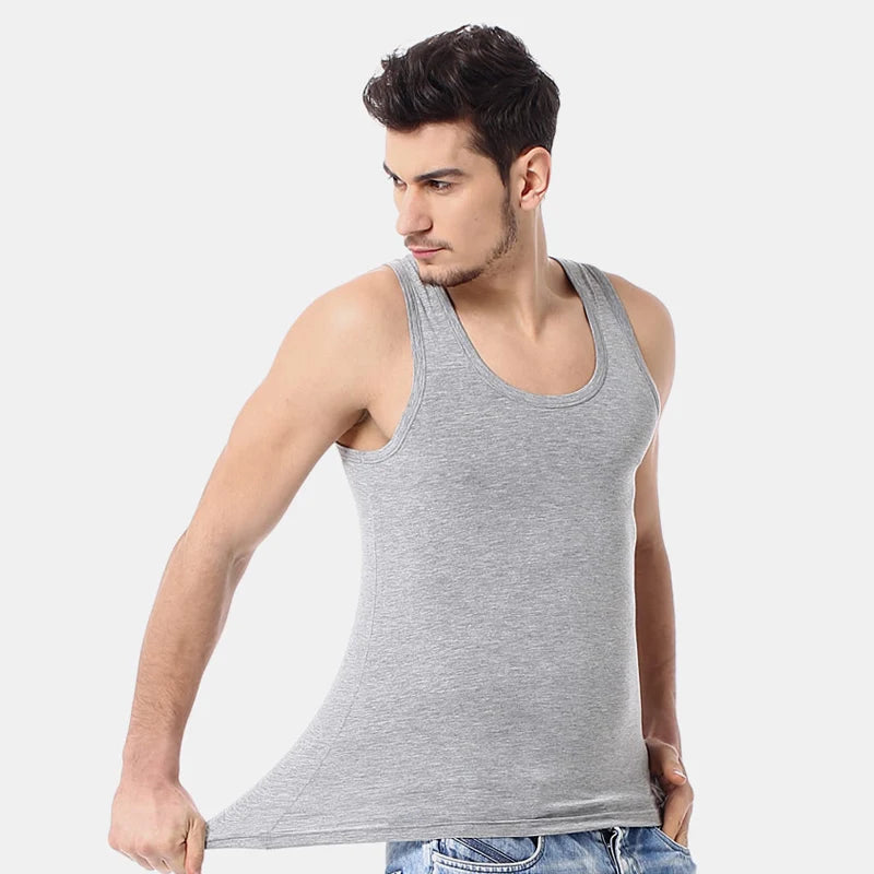 1 Piece Men's Cotton Sports Skinny Vest Teenagers Leisure Joker Sleeveless T Men's Fitness Training Simple Top