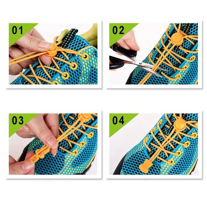 1pair Lazy Laces Sneaker ShoeLaces Elastic Shoe Laces  Shoe accessories lacets Shoestrings Running/Jogging/Triathlone