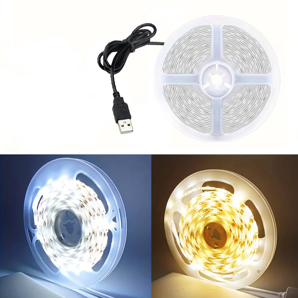 5V LED Light Strip USB Flexible Tape Lights Adhesive Tape Lamp Bar Kitchen Wardrobe TV Backlight Stair Display Cabinet Lighting