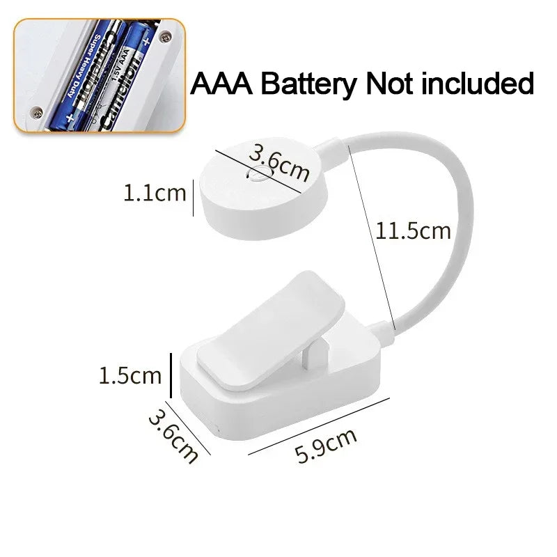 Mini Clip Book Lamp LED Table Lamp Eye Protection 3 Colors Battery Powered USB Night Light Portable Bedside Student Reading Lamp