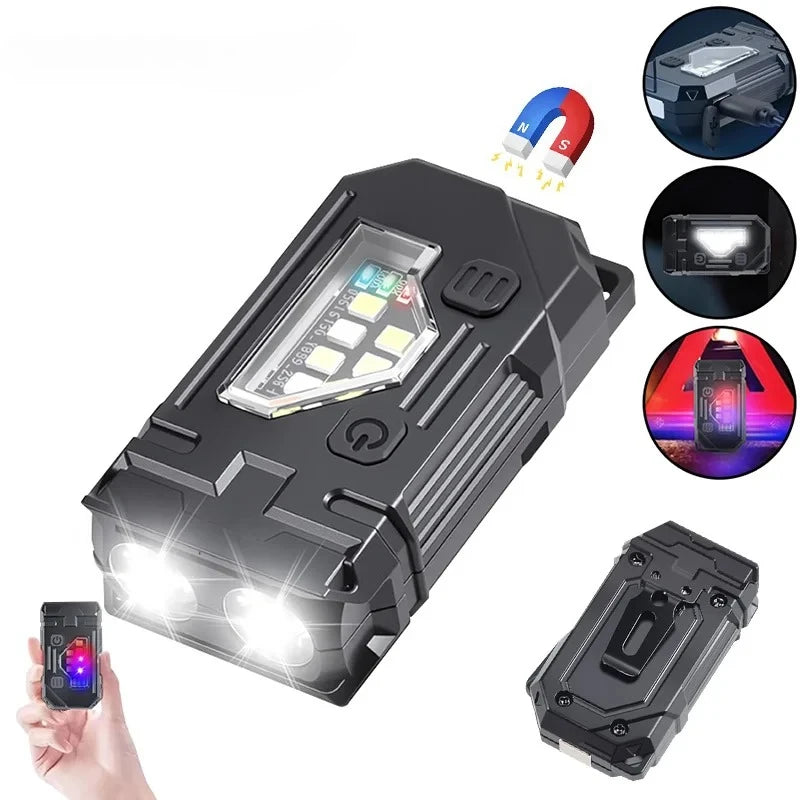 Mini USB Rechargeable LED Flashlight Portable Tail Magnet Flashlights Super Bright Camping Lantern Side COB Emergency Light