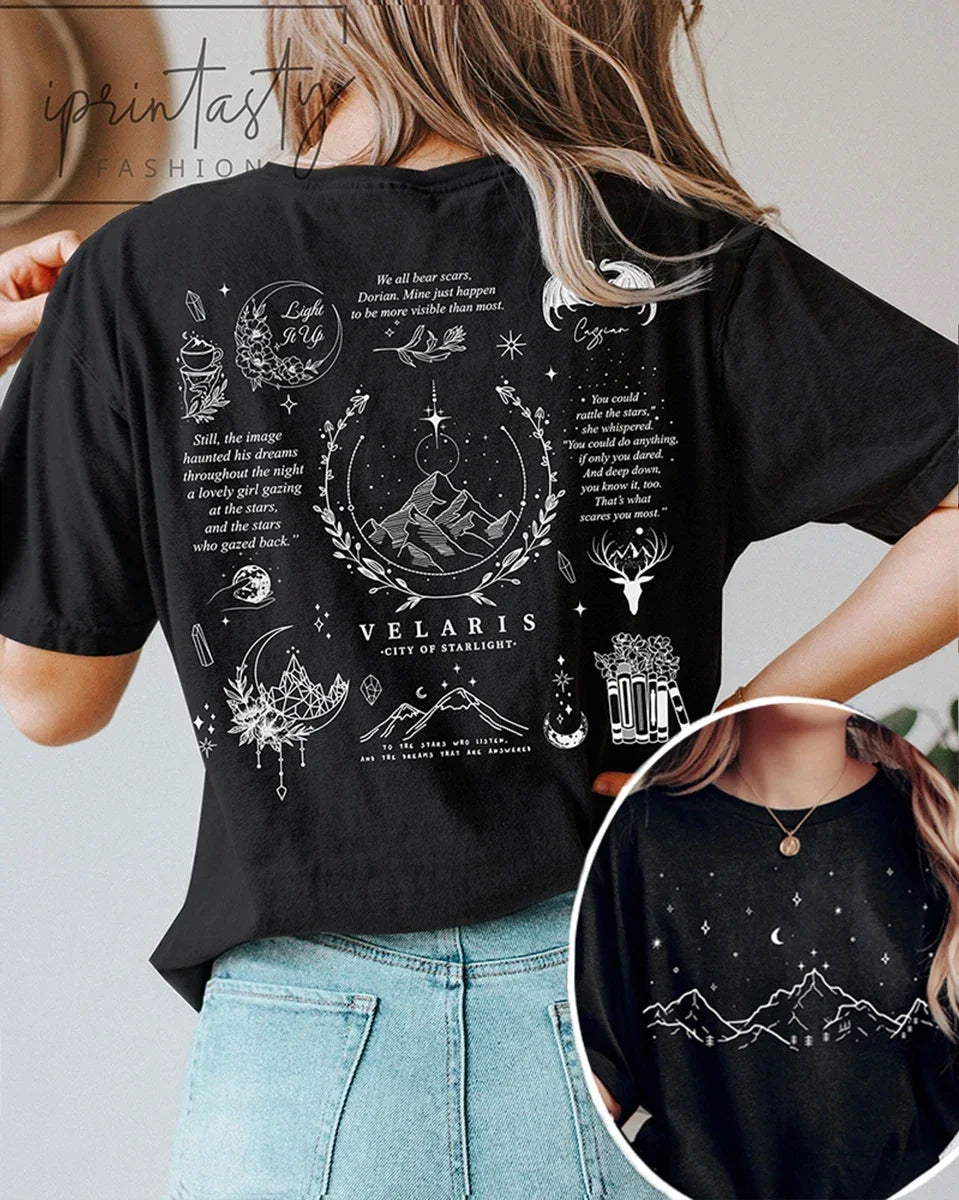 Velaris A Court of Thorns and Roses Court SJM fan shirt Cotton Loose Retro Casual Shirt Fantasy Y2K Unisex Top Streetweat Daily