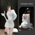 New Tight-fitting Temptation Lace Up Tie Up Lingerie One Shoulder Backless Hip Hugging Skirt Strapless Long Sleeves Slim Fit Set