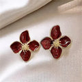 Hypoallergenic Stylish Vintage Flower Stud Earrings Premium Vintage Gold Plated Stainless Steel For Women Party сережки женск