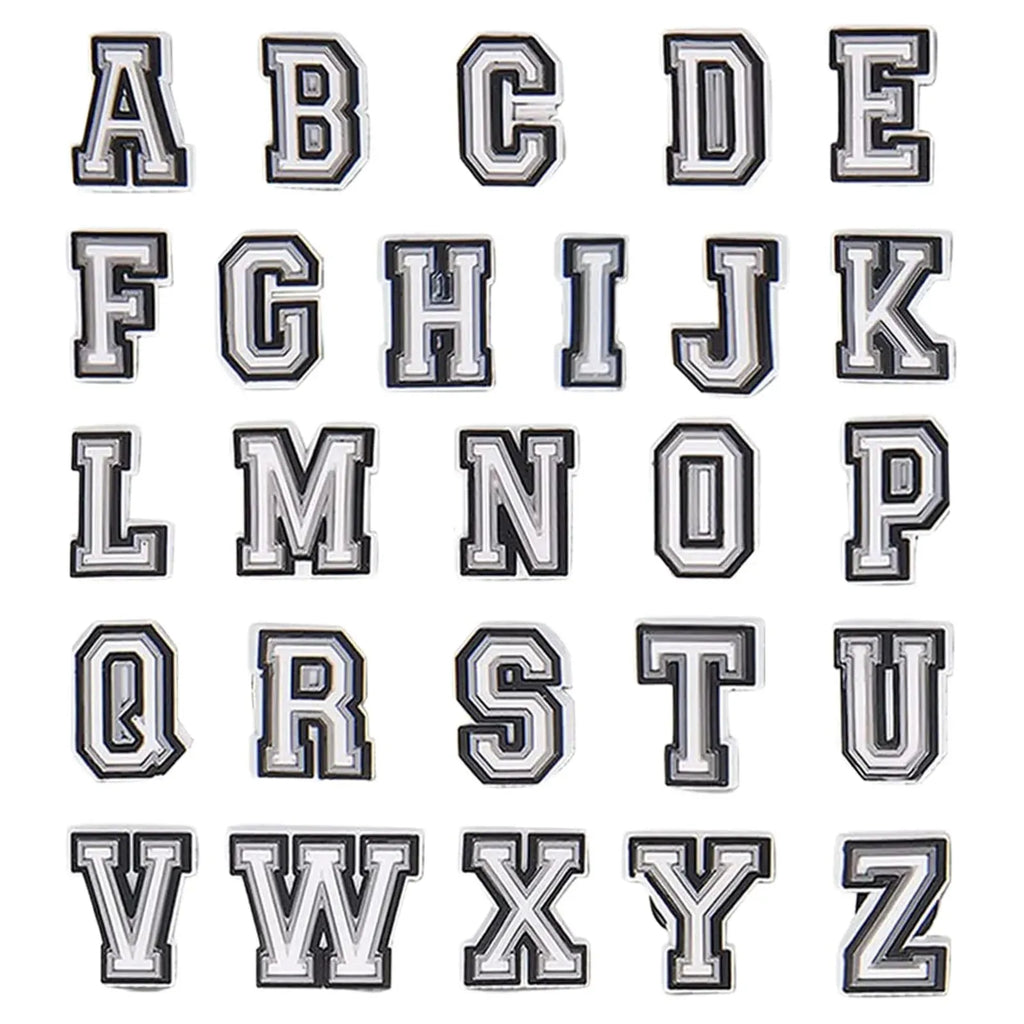 26Pcs Alphabet Letter Series Shoe Charms For Croc Shoe DIY Decoration Premium Quality Popular Charms Accessories Bubble Slides