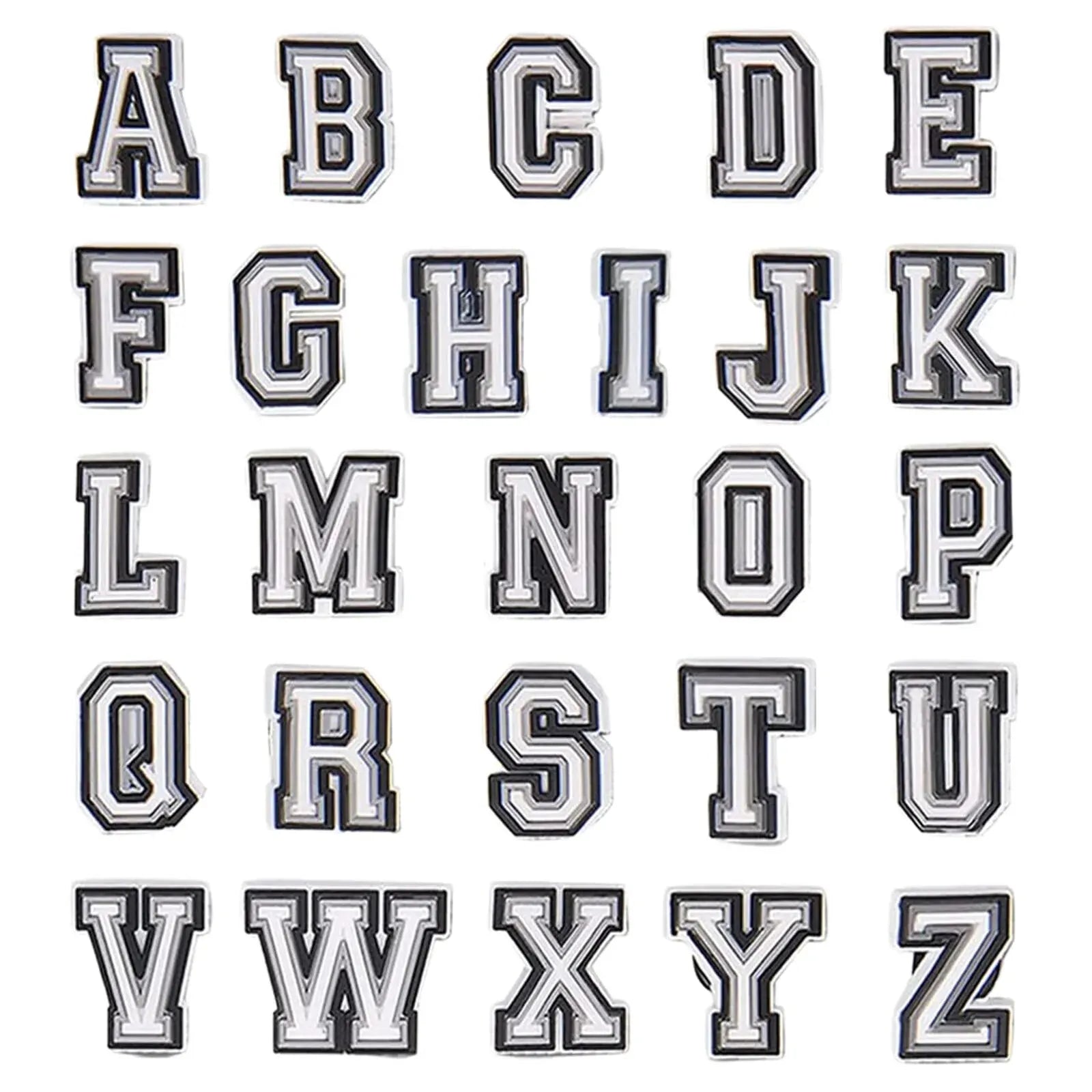 26Pcs Alphabet Letter Series Shoe Charms For Croc Shoe DIY Decoration Premium Quality Popular Charms Accessories Bubble Slides