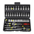 Socket Ratchet Wrench Set with Bit, Metric and Extension Bar for Auto Repairing, 46 PCs, 1/4 in Amagi
