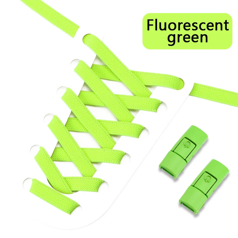Colorful Press Lock No Tie Shoelace Elastic Shoelaces for Sneakers Sport Tieless Elastic Shoe Laces One Size Fit All Adult Kids