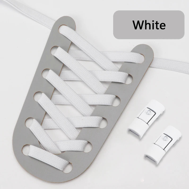 Colorful Press Lock No Tie Shoelace Elastic Shoelaces for Sneakers Sport Tieless Elastic Shoe Laces One Size Fit All Adult Kids