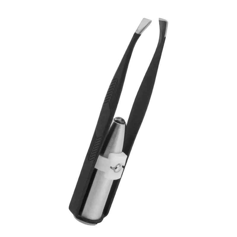1pcs Hot Sales Portable Stainless Steel Button Cell Smart Design Eyebrow Hair Remove Tweezer with LED Light Makeup Tool