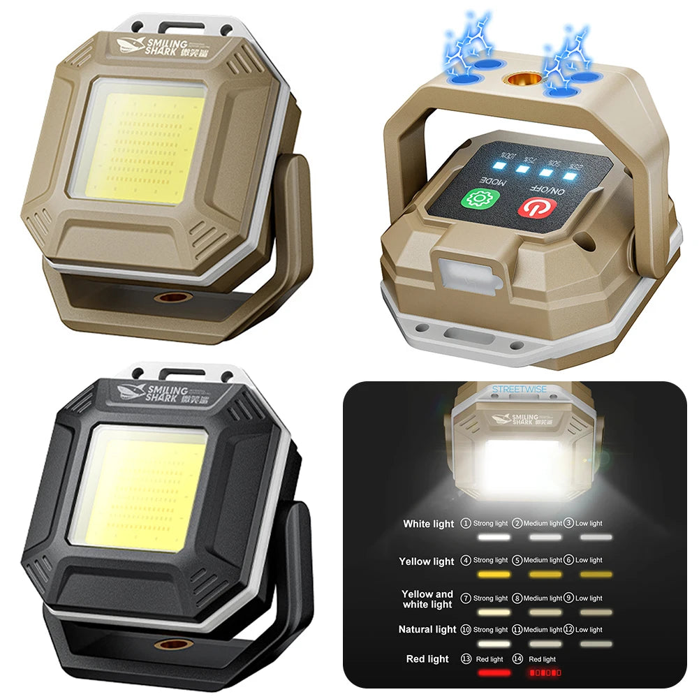 COB LED Inspection Lamp Waterproof Flashlight with Magnetic Base Emergency Light Rechargeable for Car Repair Emergency Workshop