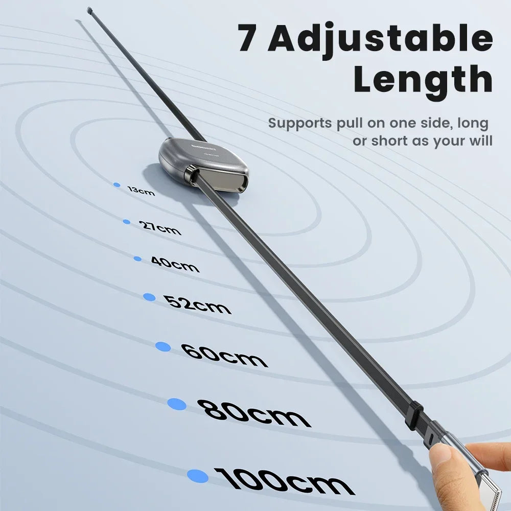 Toocki 100W Type C Retractable Cable For iphone 16 15 Pro Max Samsung Fast Charger Cable Mini Size 480Mbps Data Cable