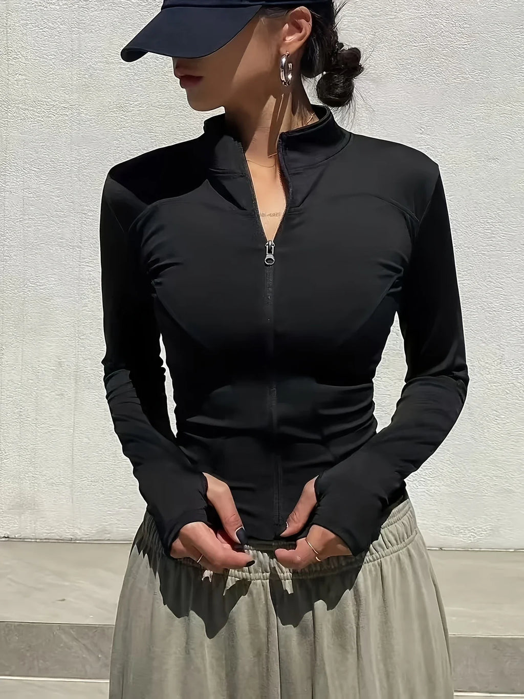 Women's Summer Slim Fit Stand Collar Sun Protection Jacket UV Resistant Lightweight for Yoga Outdoor Activities Korean Style