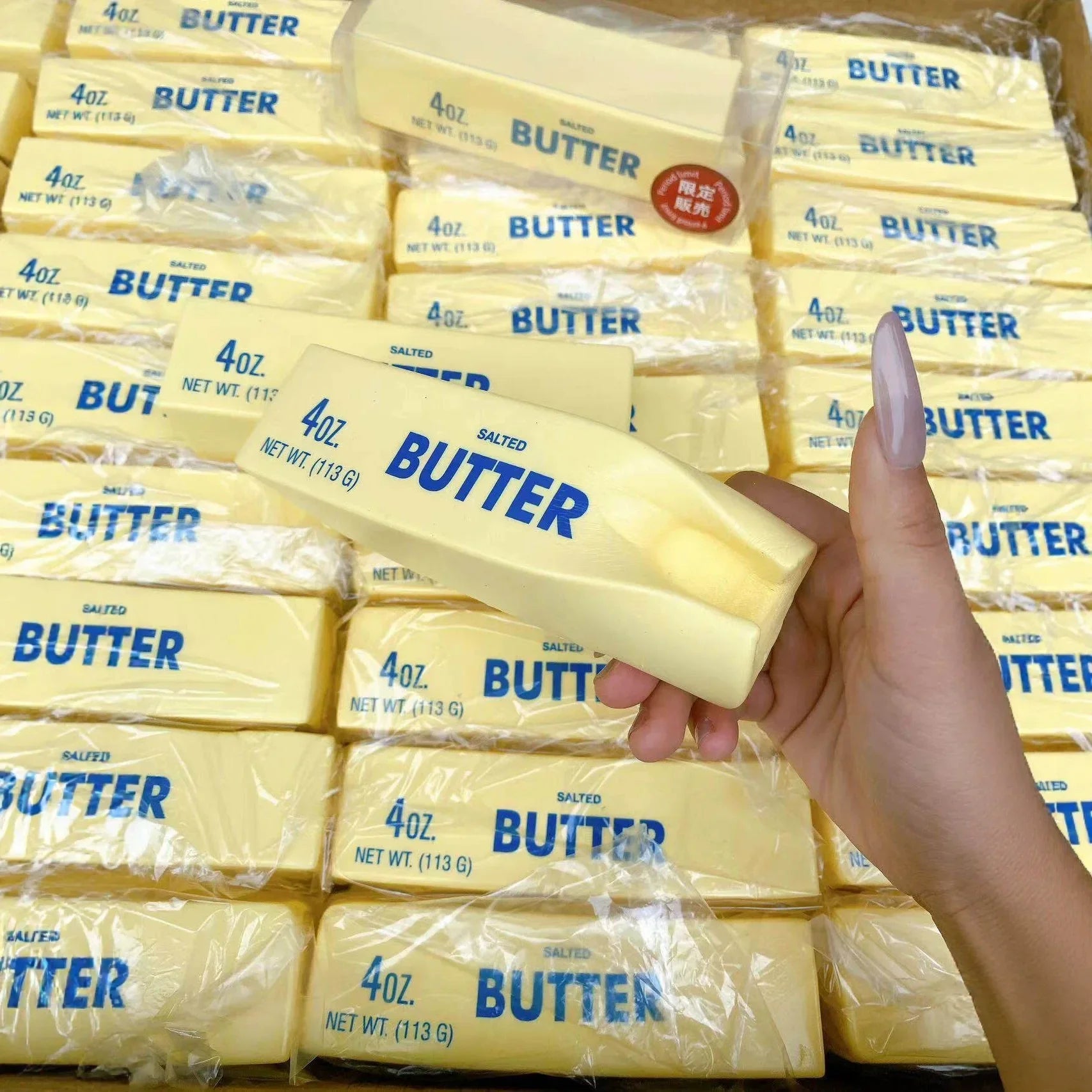 1Pc simulated butter stick slow rebound pinch music solution decompression model props wet and soft feel butter stick gift