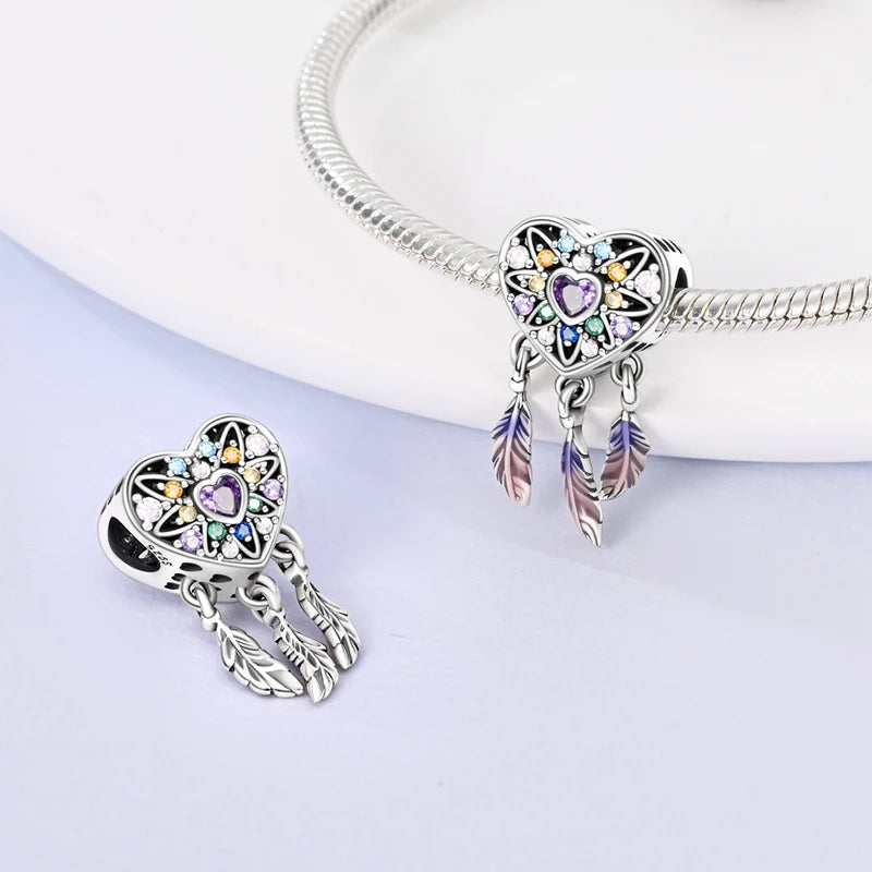 925 Sterling Silver Colorful Butterfly Dragonfly Feathers Charms Luminous Stars Pendants Fit Original Bracelets Fine DIY Jewelry