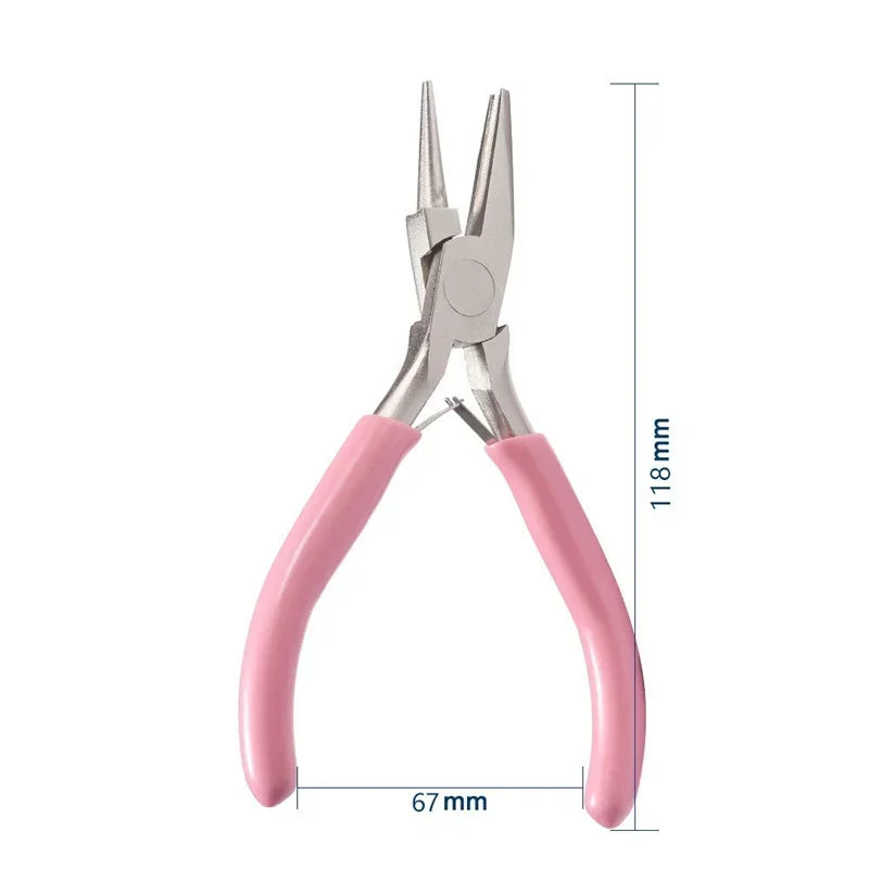 1Pc Pink Professional Round Concave Pliers High Quality Carbon Steel Plier Used for DIY Jewelry Making Manual Jewelcrafting Tool