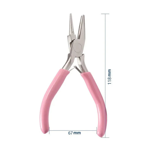 1Pc Pink Professional Round Concave Pliers High Quality Carbon Steel Plier Used for DIY Jewelry Making Manual Jewelcrafting Tool
