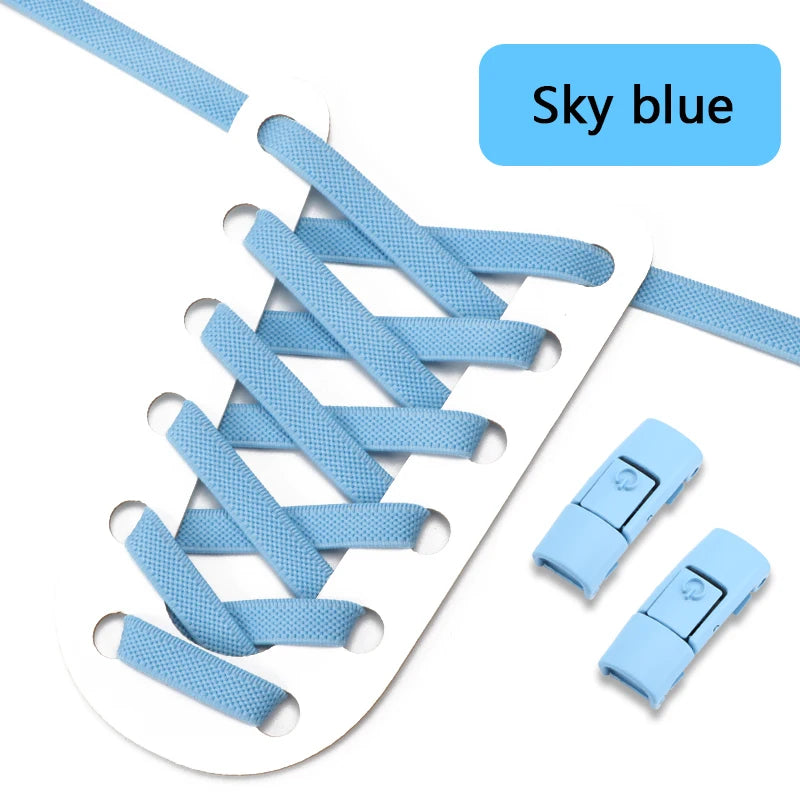 Colorful Press Lock No Tie Shoelace Elastic Shoelaces for Sneakers Sport Tieless Elastic Shoe Laces One Size Fit All Adult Kids