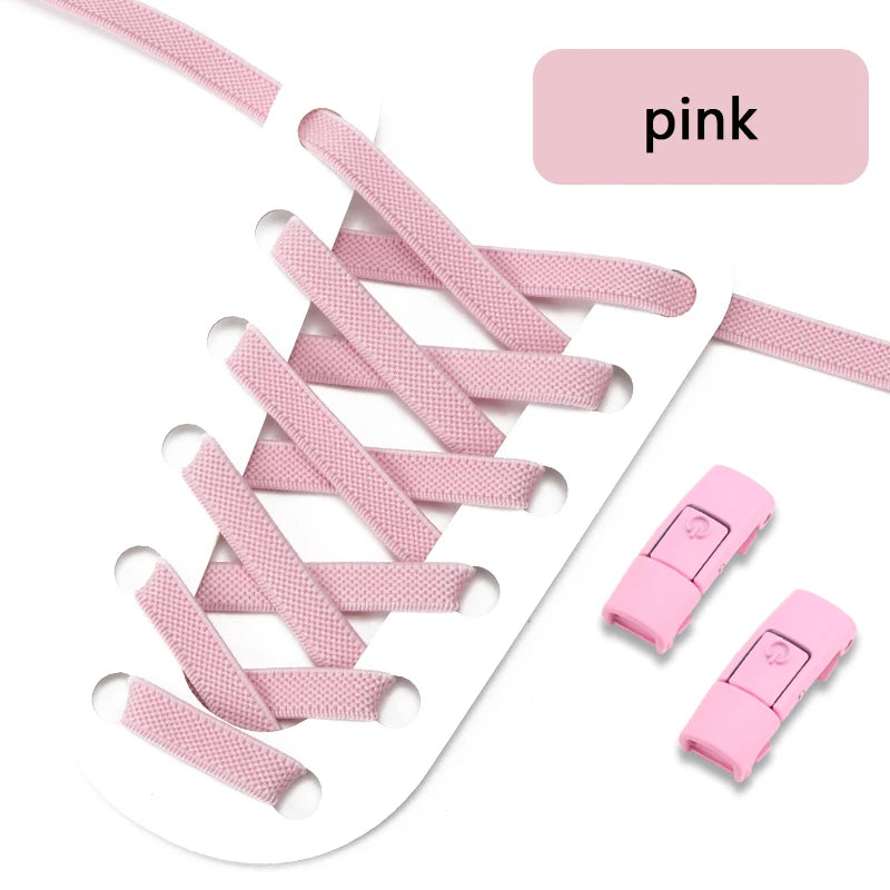 Colorful Press Lock No Tie Shoelace Elastic Shoelaces for Sneakers Sport Tieless Elastic Shoe Laces One Size Fit All Adult Kids