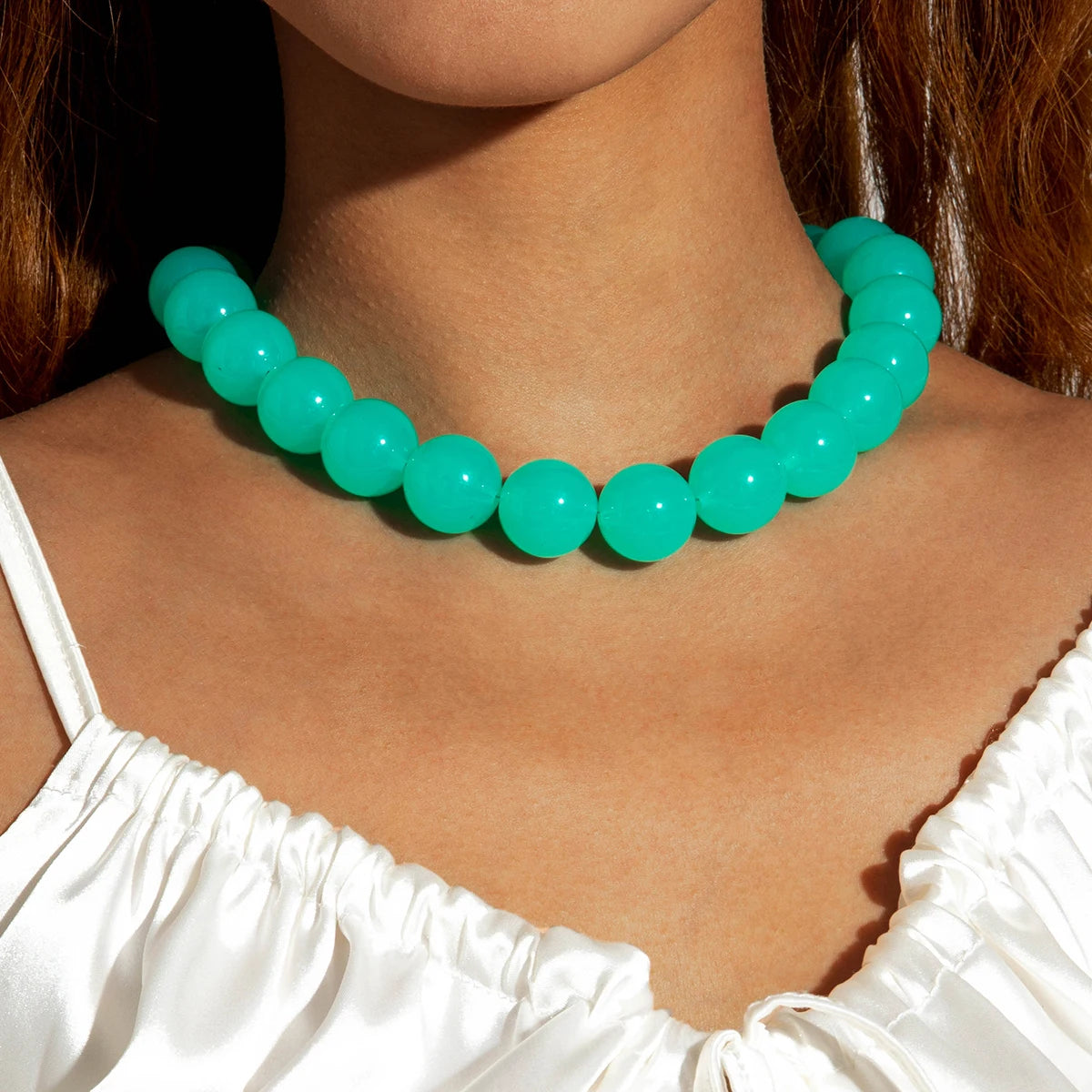 Docona Bohemia Bead Round Colourfulne Neckalce for Women Fashion Banquet Adjustable Geometric Holiday  Jewelry Party Gifts