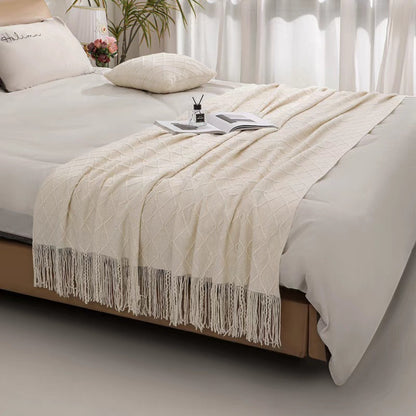 Luxury Fringed Knit Throw