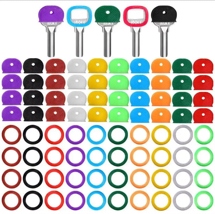 10pcs 24pcs 32pcs Color Key Sleeve Mixed Color Soft Silicone Elastic Key Ring Marking to Distinguish The Key for DIY Key Pendant