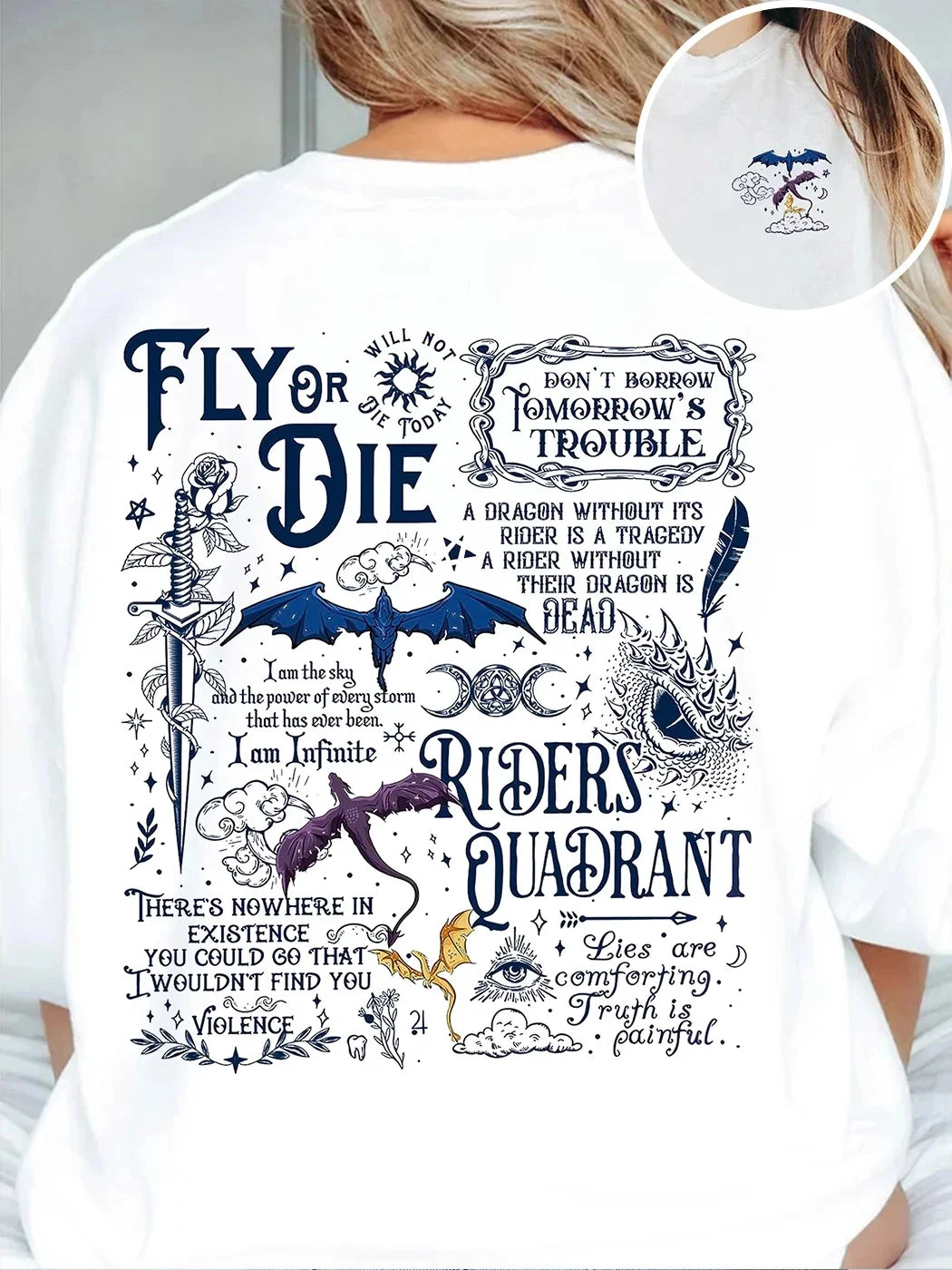 2 Side Patten Cotton Tee Basgiath War College Dragon Rider Retro Shirt Fourth Wing Riders Casual T-Shirt Fantasy Apparel Y2K Top