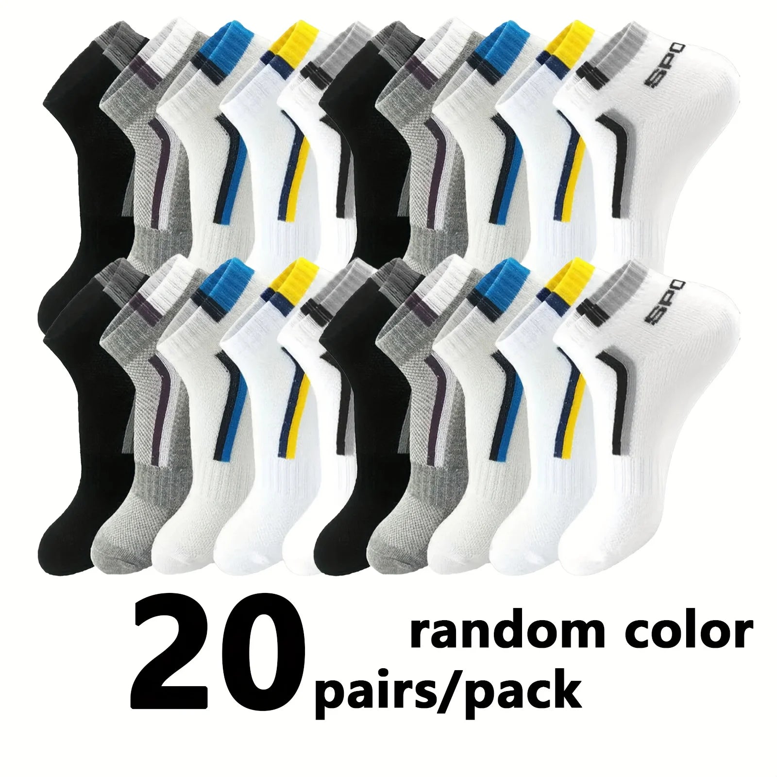 30Pairs Men Socks Mesh Breathable Short Casual Socks Color-block Sports Sock Sports Socks Absorb Sweat Ankle