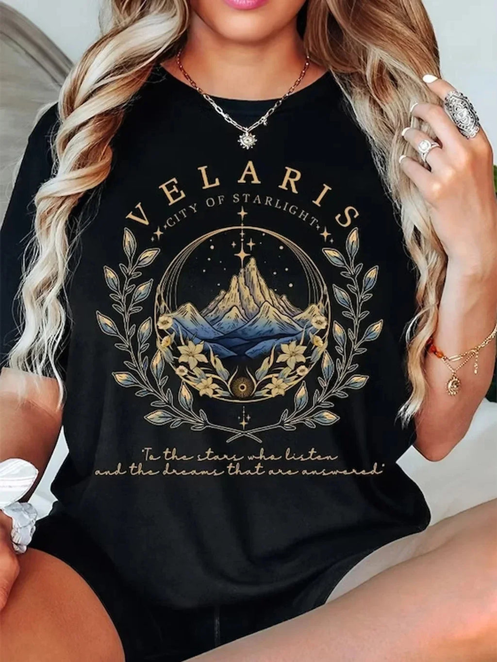 2 Side Patten Cotton Tee Velaris ACOTAR T-Shirt Velaris City Of Starlight Retro Shirt ACOTAR Velaris Fantasy Apparel Y2K Top