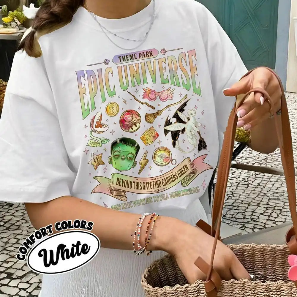 Vintage Epic Universe Fan Comfort Unisex Tee Cotton Shirt Fantasy Funny Family Theme Park Trip Orlando Park Y2K Top Streetwear