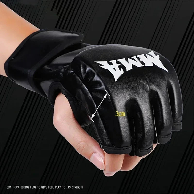 Professional Boxing Training Gloves Half Finger Leather Cushion for Adult Sanda Boxing  Training Sandbag Knuckles