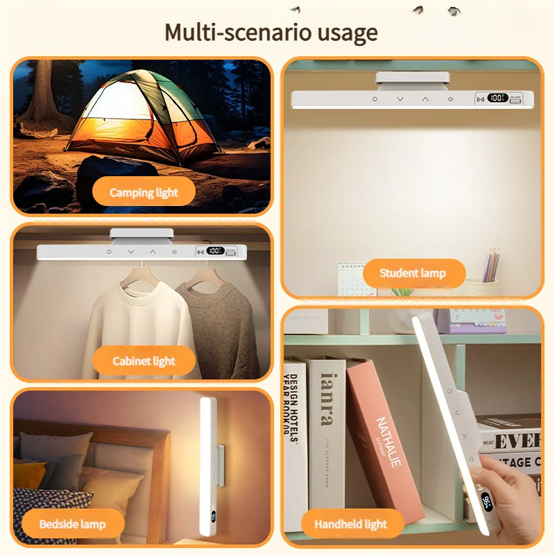 Touch Table Lamp Magnetic Desk Lamp Bulit-in 2500mAh Battery for Reading Cabinet Mirror Bedside Rechargeable Night Lights