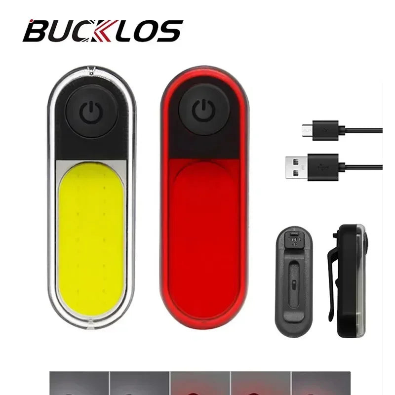 BUCKLOS Bicycle COB Light Set USB Charging High Visibility Taillight 500lm MTB Road Bike Light Lamp Cycling Accessories