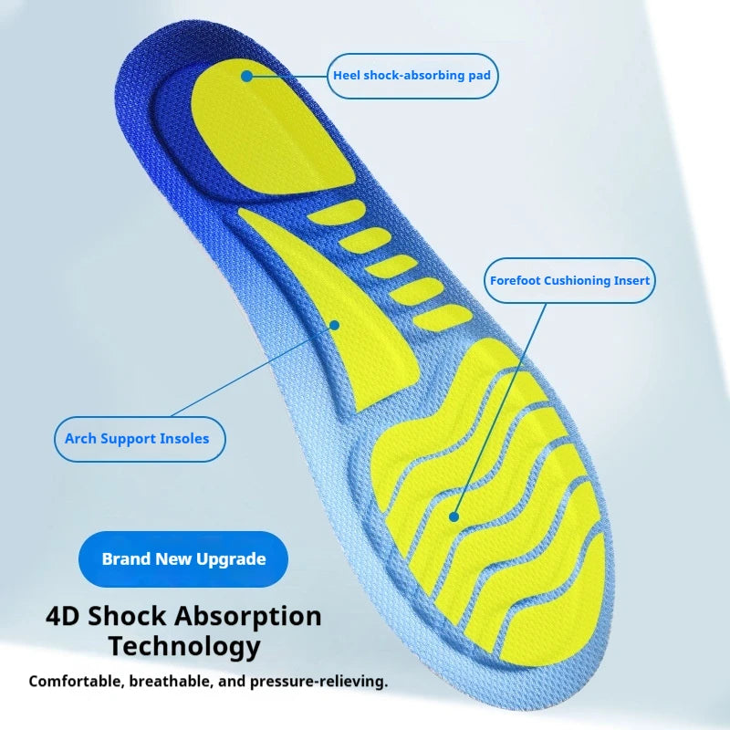 Unisex Arch Support Insoles Cushioned Sports Insoles Breathable Moisture-Wicking Insole 1Pair