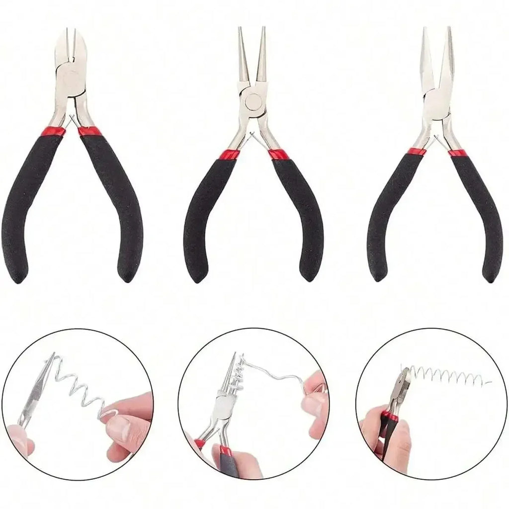 4 Pack Jewelry Pliers Jewelry Making Pliers Tools Kit with Needle Nose Pliers/Chain Nose Pliers, Round Nose Pliers