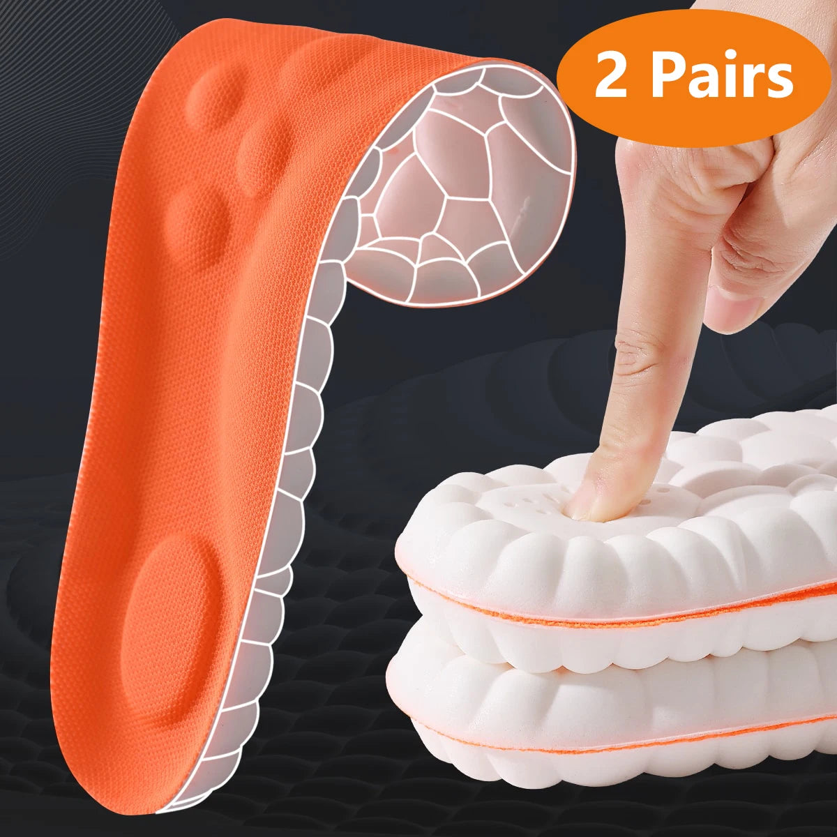 1/2/4pairs Latex Sport Insoles Soft High Elasticity Shoe Pads Orthotic Breathable Shock Absorption Cushion Arch Support Insole