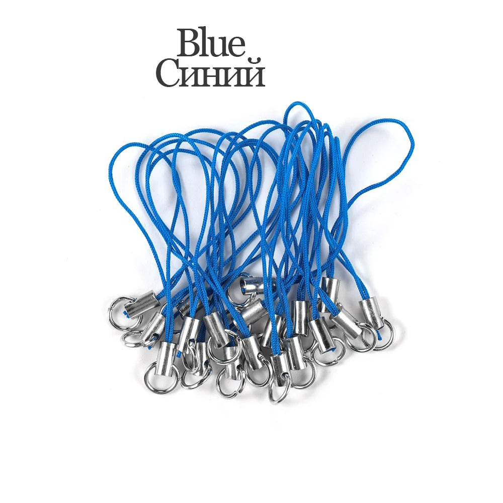 20/50Pcs Polyester Cord with Double Jump Ring Lanyard Rope for Keychain Crafts Handmade Phone Rope Toys DIY Jewelry Making