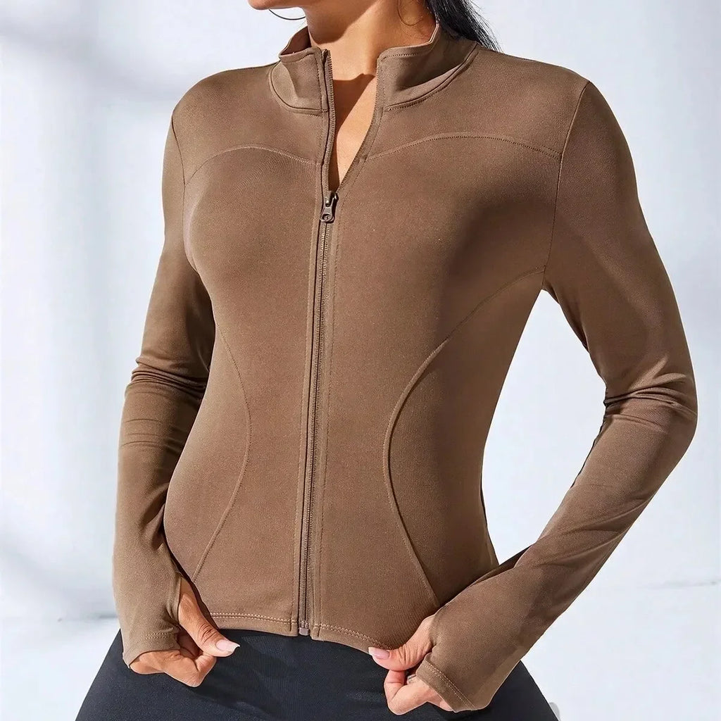 Women Zip Fitness Yoga Shirt Long Sleeve Sports Jacket Gym Top Activewear Running Coats Workout Clothes Woman