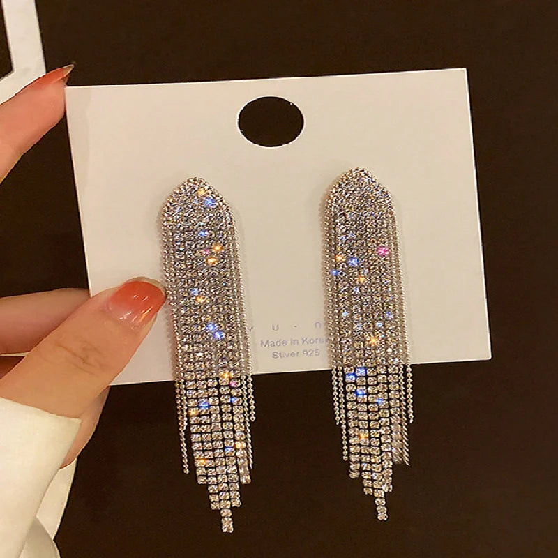 Butterfly Earrings For Women Sparkly Rhinestone Long Tassel Earrings Heart Drop Earrings Wedding Party Jewelry Valentine Gifts