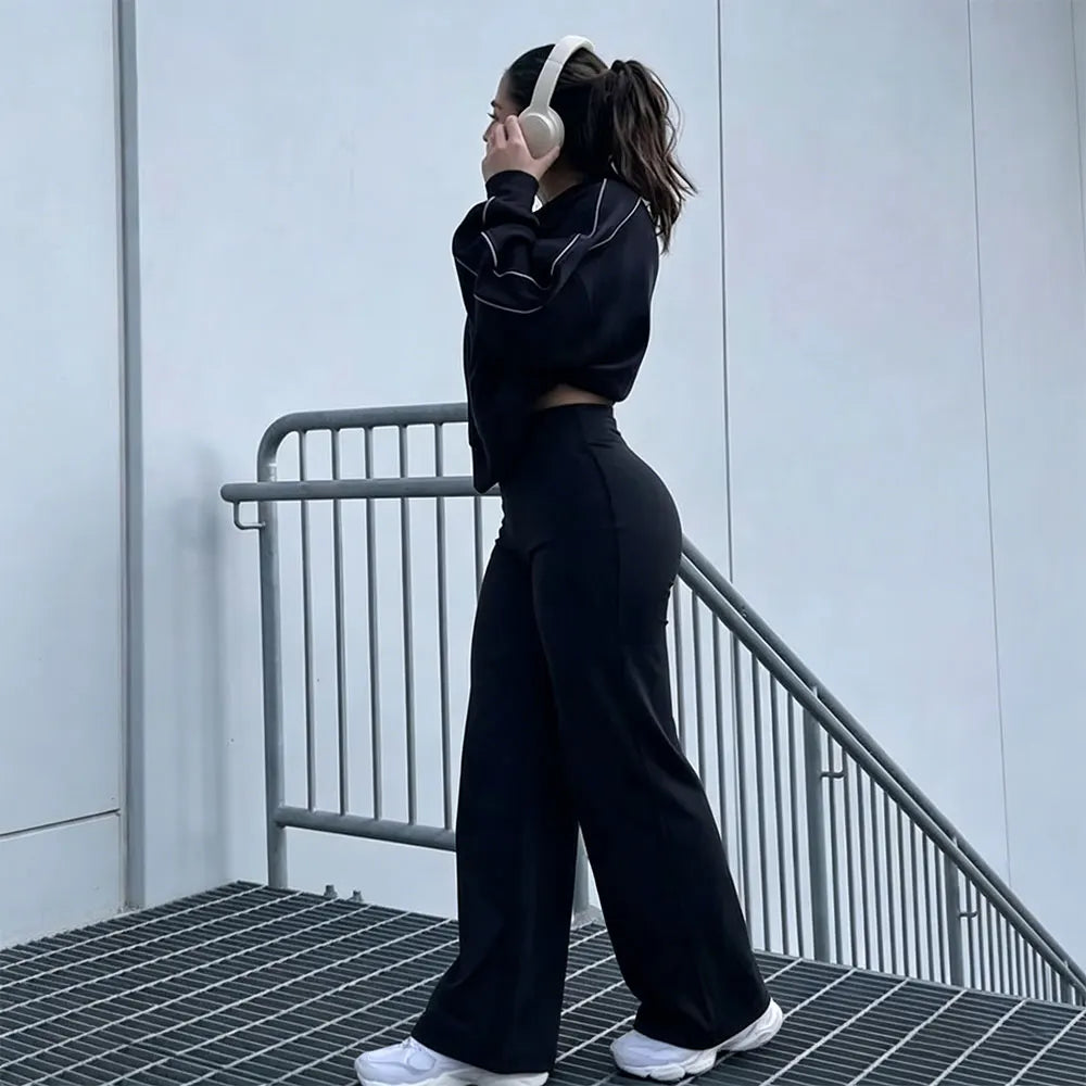 Sports Straight Wide Leg Pants Ultra Soft Butter Like Fabric Butt Lifting Slimming Sweatpants Naked Feeling Gym Workout Running