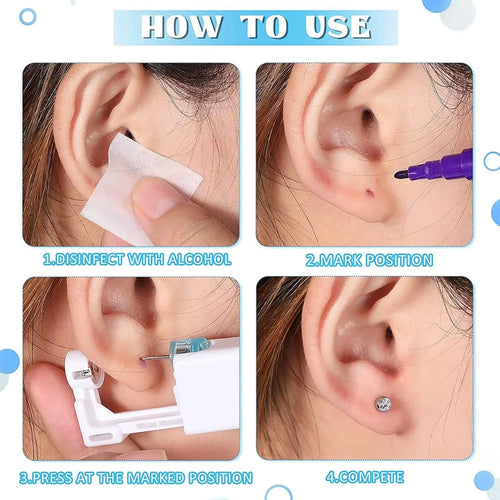 10pcs Asepsis Disposable Ear Piercing Gun-Safty Self Ear Piercing Kit for Home Use