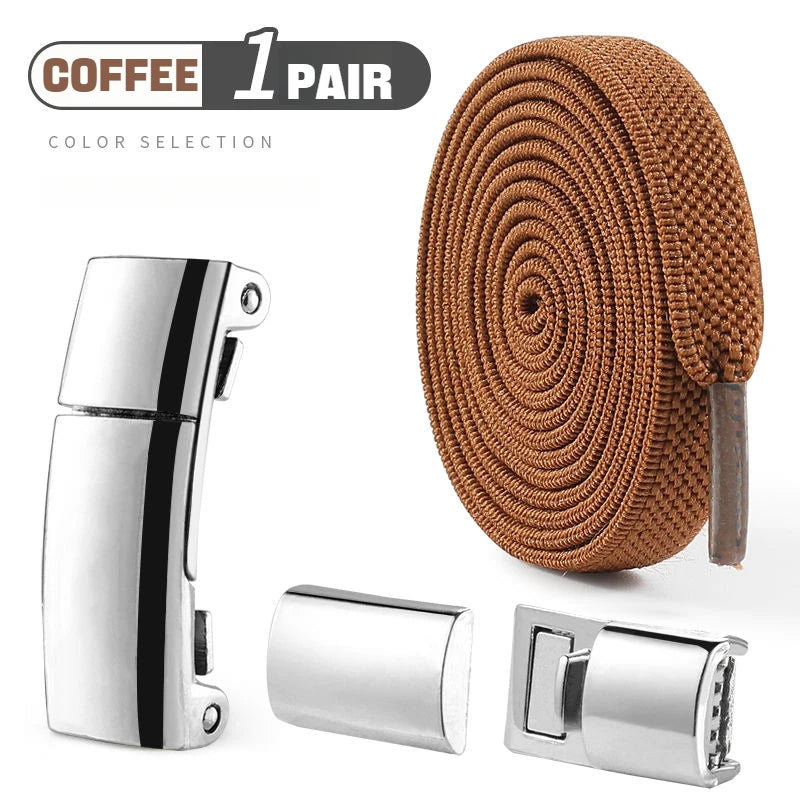 Elastic Laces Sneakers Boots Magnetic Lock Shoelaces without ties Flat No Tie Shoelace Rubber Bands for Shoes Accessories 1Pair