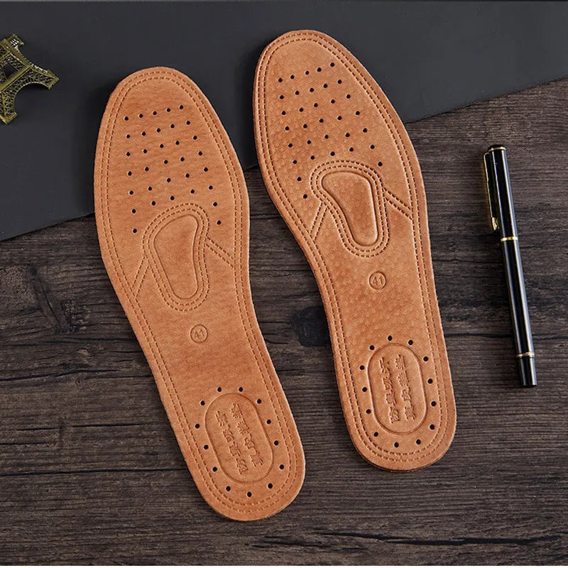 Leather Insoles for Men and Women Breathable Suitable for Summer Absorb Sweat Comfortable Thick Cowhide Sports Shoes