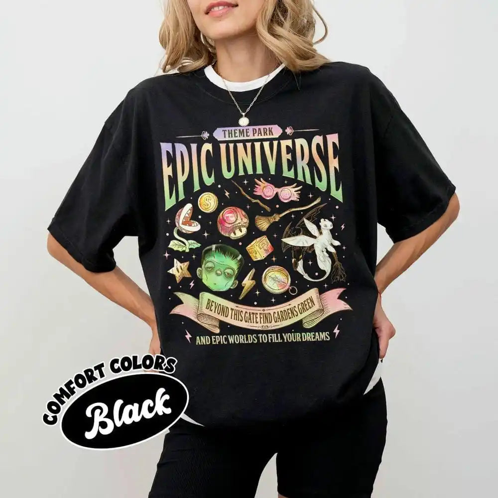 Vintage Epic Universe Fan Comfort Unisex Tee Cotton Shirt Fantasy Funny Family Theme Park Trip Orlando Park Y2K Top Streetwear
