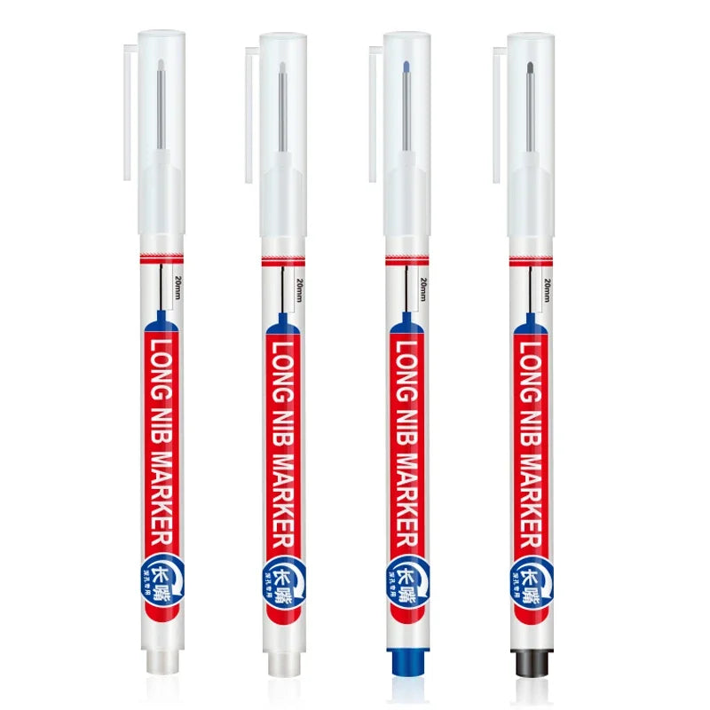 4Pcs/Set 20mm Deep Hole Long Nib Head Markers For Metal Perforating Pen Waterproof Bathroom Woodworking Decoration Multi-Purpose