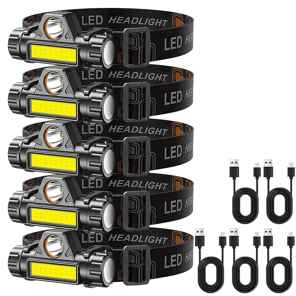 XP-G Q5 Headlamp Head Lamp Headlight Waterproof 2500lm Cob Led Built in Usb Rechargeable 14500 Battery Working Light