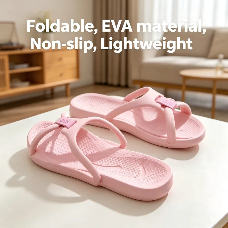Foldable Travel Slippers Unisex EVA Flip Flops Hotel Non Slip Bathroom Indoor Outdoor Portable Lightweight Comfortable